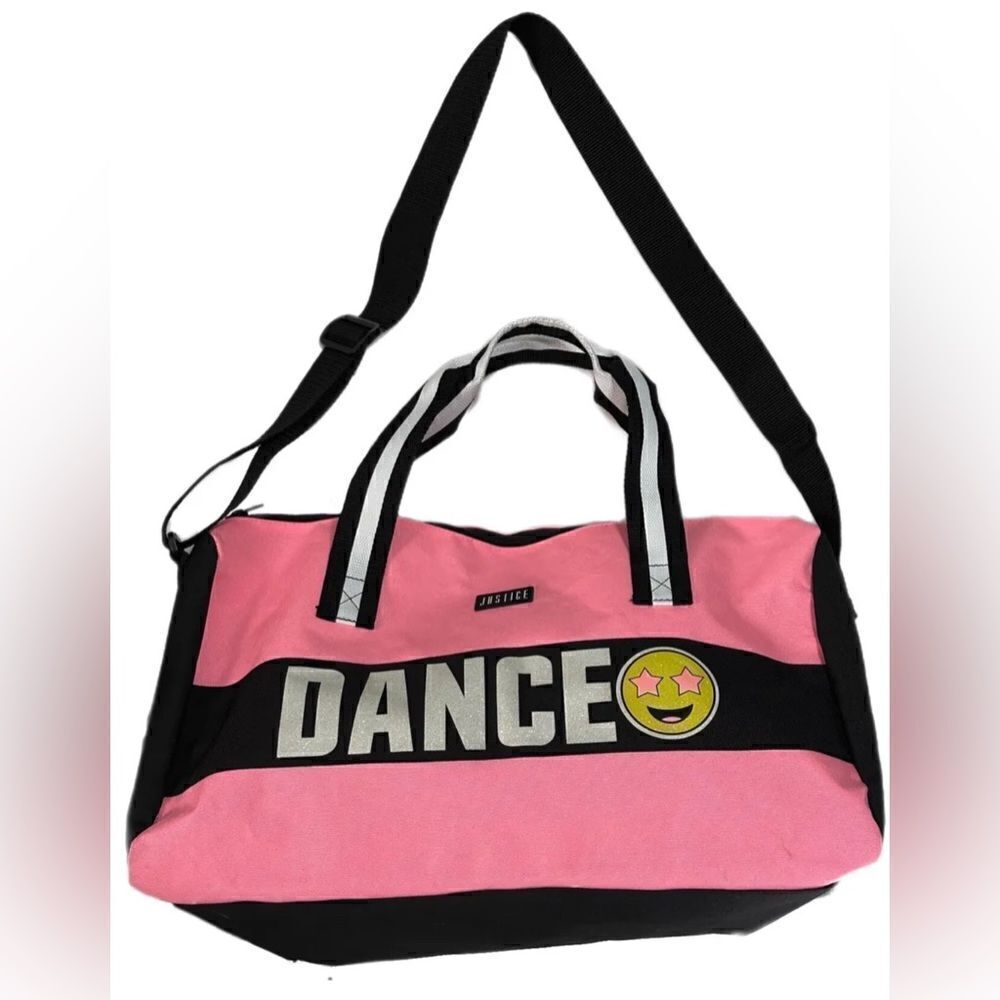 Justice DANCE Duffle Bag Dancer Performer Ballerina Pink Black. 17x8.5x8